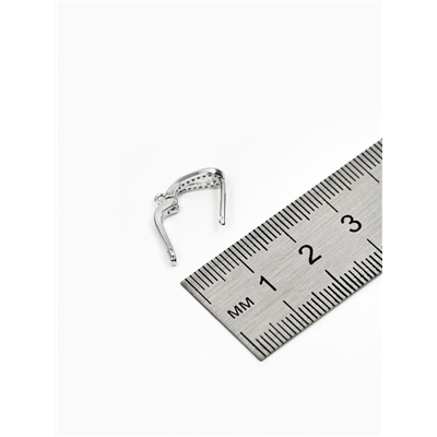 Швензы с английской застежкой с цирконом «Капля», белые в серебре (1 пара)