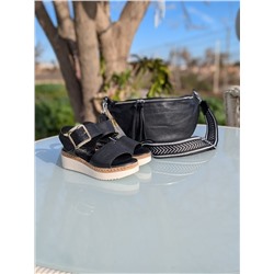КОМБО испанские босоножки S44ACP+итальянская сумка PELLE- PAOLO BAGS 397 (450) Negro АКЦИЯ