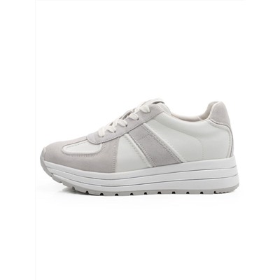 03-A1020-9 WHITE/GRAY Кроссовки женские (натуральная кожа, натуральная замша)