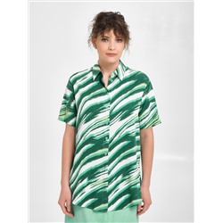 Блуза зелёная с принтом