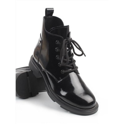 01-M43-13 BLACK Ботинки демисезонные женские (натуральная кожа)