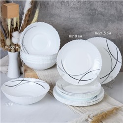 Столовый набор 19 предметов Классика / GRAY-19/758578 (7267-2) /уп 2/  Полосы классика