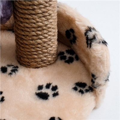 Лежанка с когтеточкой для котят, 34×26×34 см, джут, микс цветов
