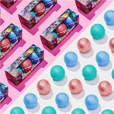 Набор BATH BOMB (Набор бурлящих шариков с шиммером пурпурный-синий-бирюзовый), 3шт.