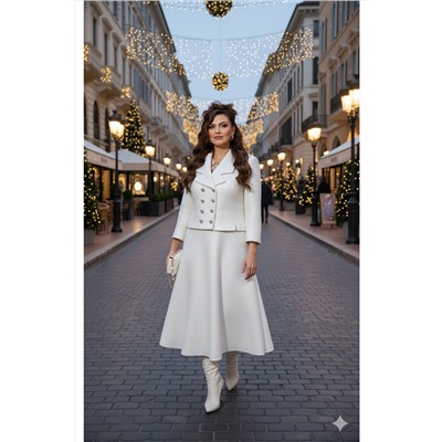 Жакет, юбка Vittoria Queen 27223 молочно-серебристый
