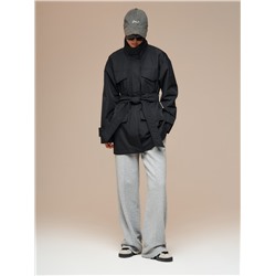 Плащ утепленный черный