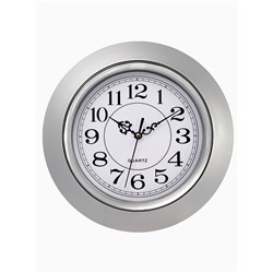 Часы настенные интерьерные «Энди», дискретный ход, d=26 см, серебристые