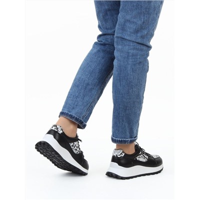 03-A847-10 BLACK Кроссовки женские (натуральная кожа)