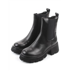 01-BE22B-4A BLACK Ботинки демисезонные женские (натуральная кожа, байка)