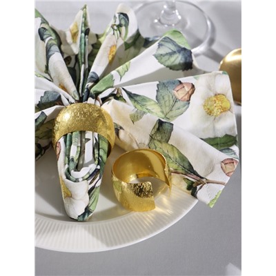 Набор салфеток с декоративными кольцами «Этель» Camellia, 40×40 см - 2 шт., 100% хлопок, саржа