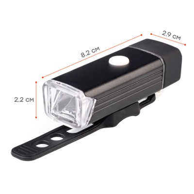 Фонарь передний COMIRON "FR18" корпус: алюминий +ABS свет CREE XPG LED 350m; аккум: 3.7V 2000 mAh USB влагозащищённый, индикация заряда /уп 120/
