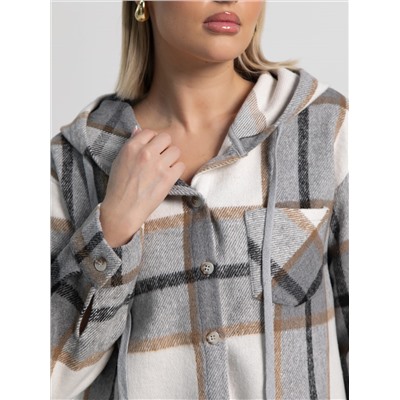 Рубашка теплая с капюшоном Олиссия (серая) Б15504-18М