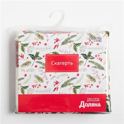 Скатерть новогодняя Доляна "Новогодние украшения" 145*220 см, 100% п/э