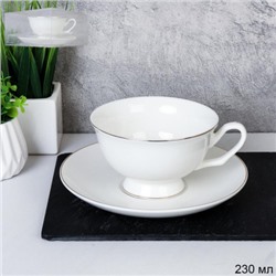 Чайная пара 2 предмета 230 мл ПАРА Гифт прозрач / GC57-230 WHITE /уп 48/ костяной фарфор