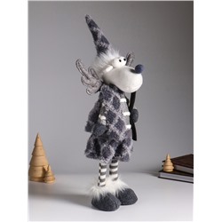 Интерьерная кукла текстильная «Лосиха в сером наряде, с лыжами», 14×12×45 см