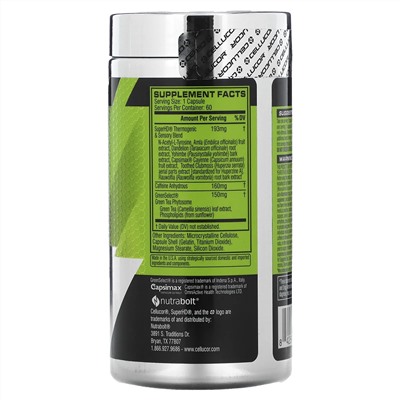 C4 / Cellucor, Super HD, высокоэффективная жиросжигающая добавка, 60 капсул