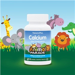 NaturesPlus, Source of Life, Animal Parade, кальций, жевательная добавка для детей, со вкусом ванильного мороженого, 90 таблеток в форме животных