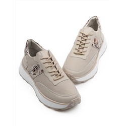 03-C129-2 BEIGE Кроссовки женские (натуральная кожа)