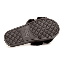 Fashion T1348-4Z Туфли домашние женские чер иск мех+текстиль