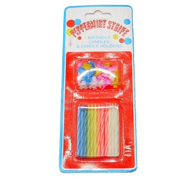 Н-р Свечей д/торта с подставками 24свечи Peppermint stripe (1уп-24наб) 1наб
