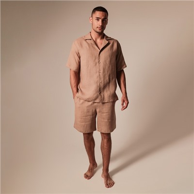 Костюм мужской домашний (рубашка с коротким рукавом и шорты) SL HOME, размер L, кофейная