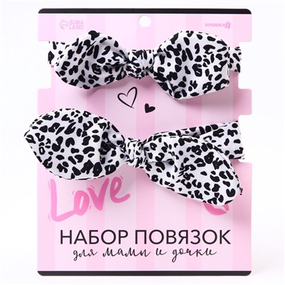 Повязка на голову для мамы и дочки M&B «Family look: Далматин», новогодний, 2 шт., белый