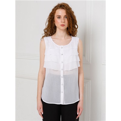 Блузка белая с воланами и съёмным бантом