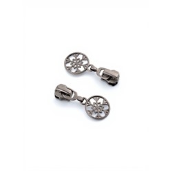 Бегунок для металлической молнии, №5, «Снежинка», 10 шт., цвет чёрный никель