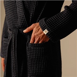 Халат вафельный мужской SL HOME: Boho «Дарк Маре», размер M, хлопок 100%, чёрный