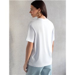 Свободная футболка с принтом из премиального хлопка с эластаном