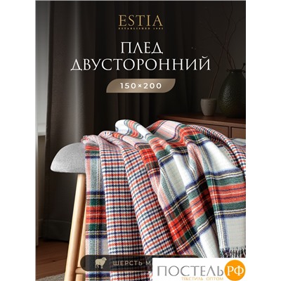 ESTIA ВИЛЬЯМ Плед бел/красн/зел 150х200/10х2 см, 1 пр
