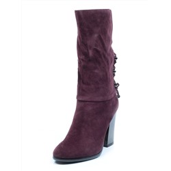 02-YF189-203M PURPLE Полусапоги зимние женские (натуральная замша, натуральный мех (еврозима))