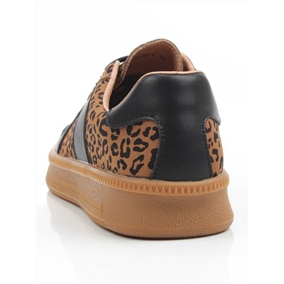 03-YH503-1 BLACK/LEOPARD Кроссовки женские (натуральная кожа, натуральная замша)