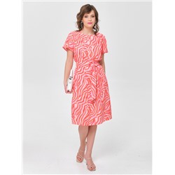 Платье коралловое с коротким рукавом