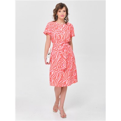 Платье коралловое с коротким рукавом