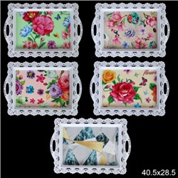 Поднос прямоугольный с ручками 40х28 см / 9687 /уп 120/