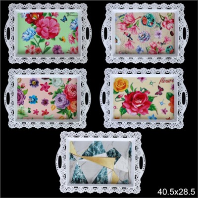 Поднос прямоугольный с ручками 40х28 см / 9687 /уп 120/