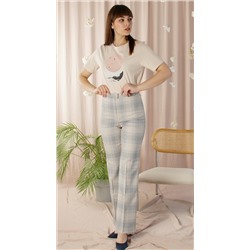 Женские летние брюки Брюки трубы бежевые в клетку