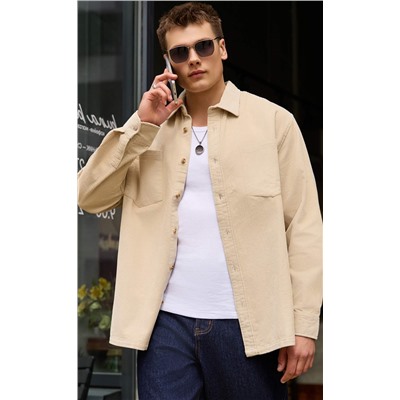 Рубашка вельвет F221-0470 l.beige