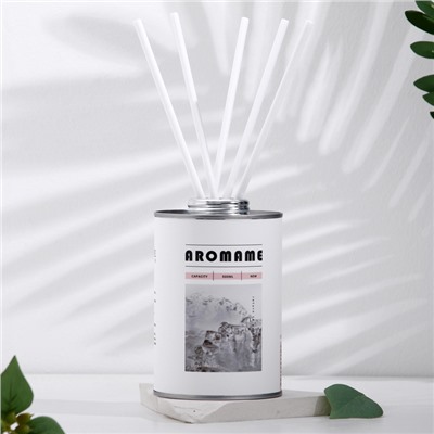 Набор диффузор ароматический "Aromame", слива, амбра, кожа, табак, 500 мл, круглая банка