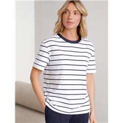 Свободная футболка в полоску из премиального хлопка с эластаном