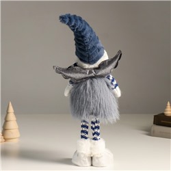 Интерьерная кукла текстильная «Ангелочек в серо-синем наряде, серебристые крылья», 44 см