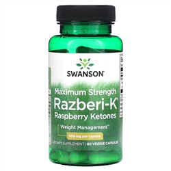 Swanson, Razberi-K, кетоны малины, максимальная эффективность, 500 мг, 60 растительных капсул