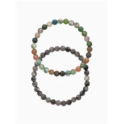 Набор браслетов из бусин «Лабрадор и Яшма», 2 шт. шар №6