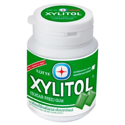 Жевательная резинка без сахара с ксилитом со вкусом лайма и мяты Lotte Xylitol gum 58 гр
