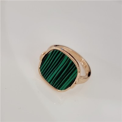 Кольцо 19 р ювелирная бижутерия коллекция "Дубай" покрытие позолота, вставка: пластик, цвет: зеленый, арт.414.581-19