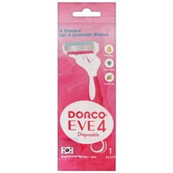 Dorco Женские бритвы одноразовые EVE4, 4 лезвийные, плавающая головка 1 станок