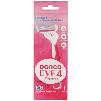 Dorco Женские бритвы одноразовые EVE4, 4 лезвийные, плавающая головка 1 станок