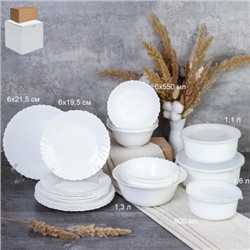 Столовый набор 22 предмета Тюльпан белый с салатниками  19 LHK680 (WHITE)