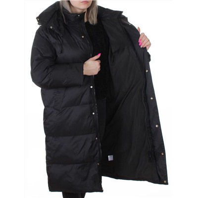 3063 BLACK Пальто пуховое женское оверсайз (утиный пух)